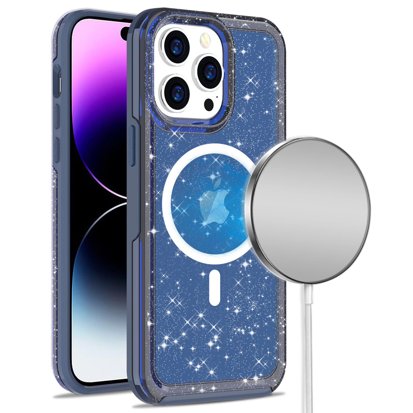 Magsafe Compatible Stardust Glitter Case for iPhone 14 - Blue Magsafe Compatible Stardust Glitter Case for iPhone 14 - Blue