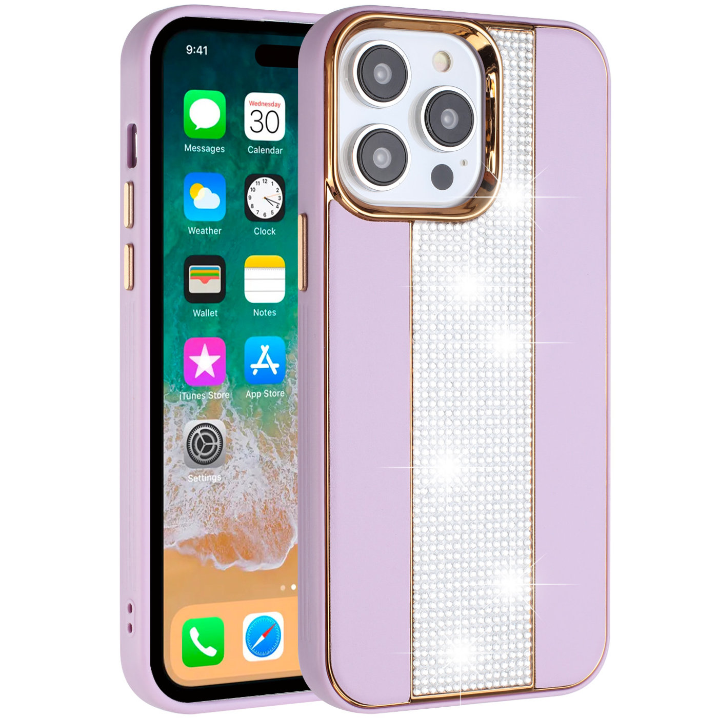 Luxury Crystal Leather Hybrid Case for iPhone 11 - Lavender | eBay